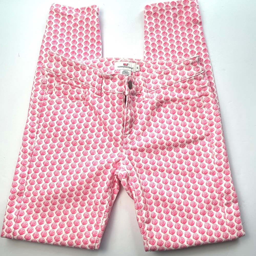 Vineyard Vines Pink and White Cropped Pants